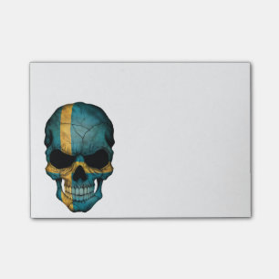 Customisable Swedish Flag Skull Post-it Notes