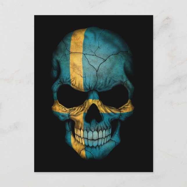 Customisable Swedish Flag Skull Postcard (Front)