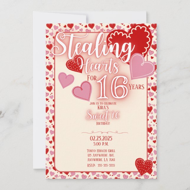 Customisable Sweet 16 Birthday Party Invitation  (Front)