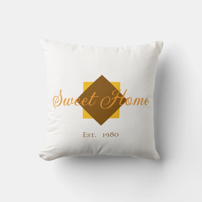 Customisable Sweet Home Throw Pillow – Est. xx (Front)