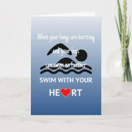 Customisable swim with heart motivational card