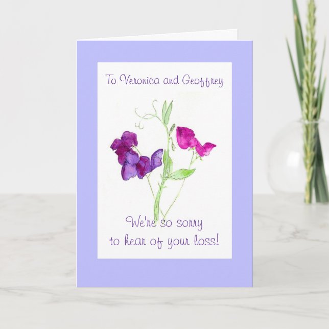 Customisable Sympathy Card - Sweet Peas (Front)