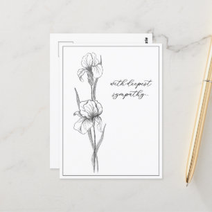 Customisable Sympathy Card with Hand-Drawn Iris