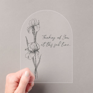 Customisable Sympathy Card with Hand-Drawn Iris  Acrylic Invitations