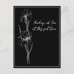 Customisable Sympathy Card with Hand-Drawn Iris Fl