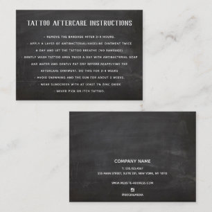 Customisable Tattoo Aftercare Instructions Black Business Card