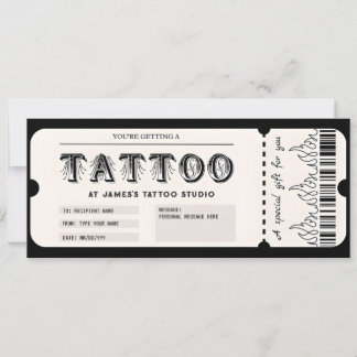Customisable tattoo Gift Certificate Card Voucher