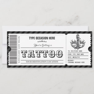 Customisable Tattoo Gift Certificate Invitation