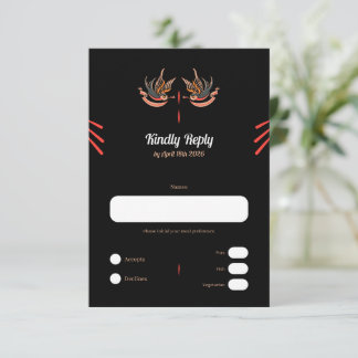 Customisable Tattoo style Love Swallows RSVP Cards