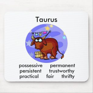 Customisable Taurus traits Cute Cartoon Zodiac Mouse Pad