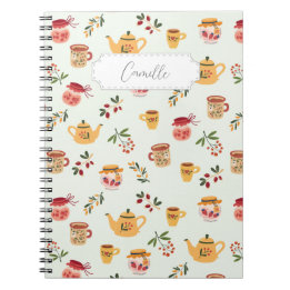 Customisable Tea Time Seamless Pattern Notebook