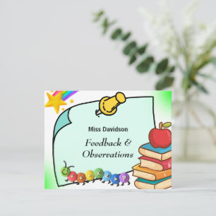 Customisable Teacher Feedback Comment to Student  Card