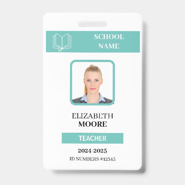 Customisable Teacher & Student ID Card Template Badge (Front)