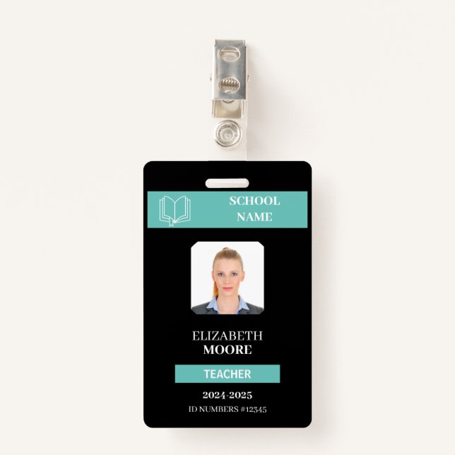 Customisable Teacher & Student ID Card Template ID Badge (Front with Clip)