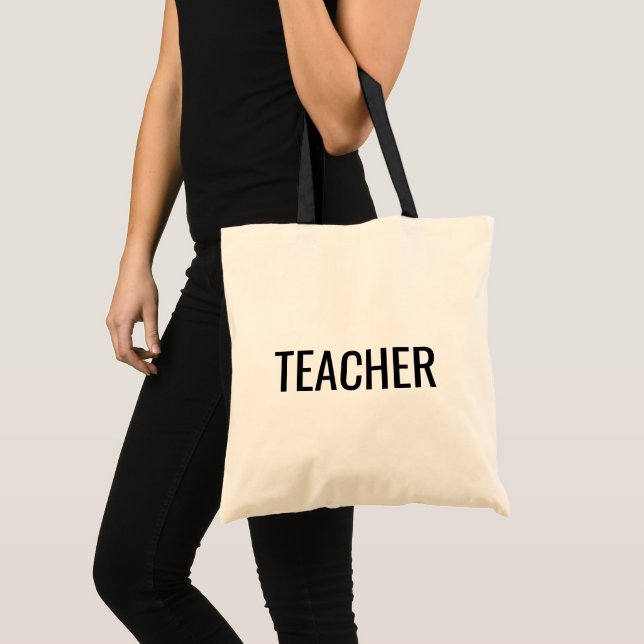Customisable TEACHER Text Statement Budget Tote Bag (Front (Product))
