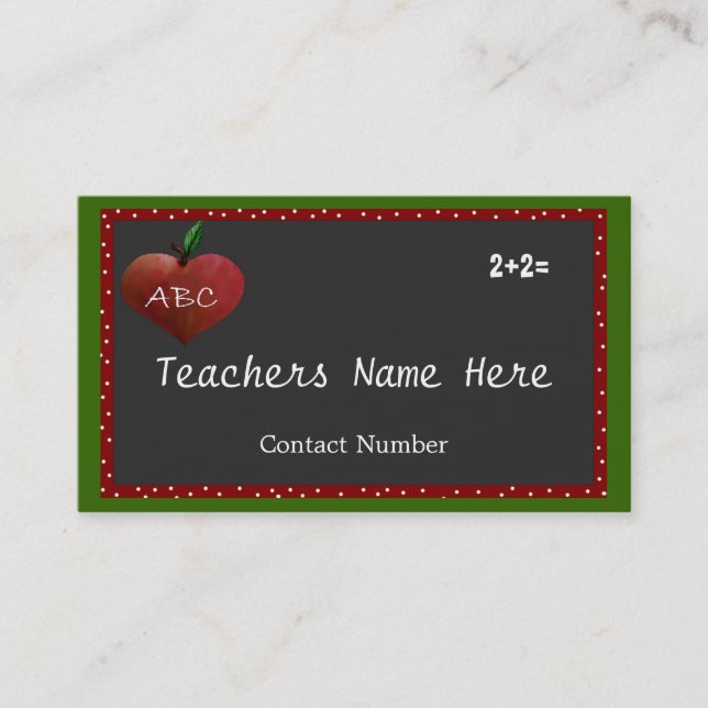 Customisable Teachers Business Card (Front)