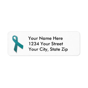 Customisable Teal Cancer Ribbon Address Label Return Address Label