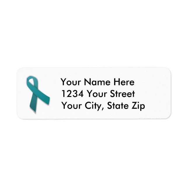 Customisable Teal Cancer Ribbon Address Label Return Address Label (Front)
