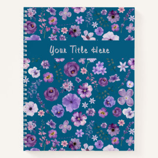 Customisable Teal Floral Pattern Botanical  Notebook