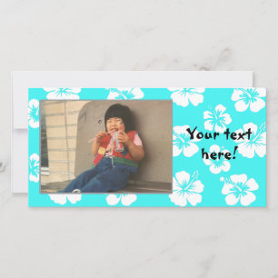 Customisable Teal Hibiscus Photocard