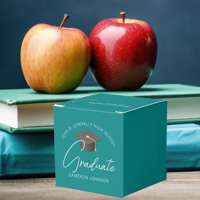 Customisable Teal Modern Graduation Party Favour Box (Creator Uploaded)