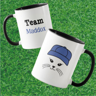 Customisable Team Little Cat Baseball Player Mug
