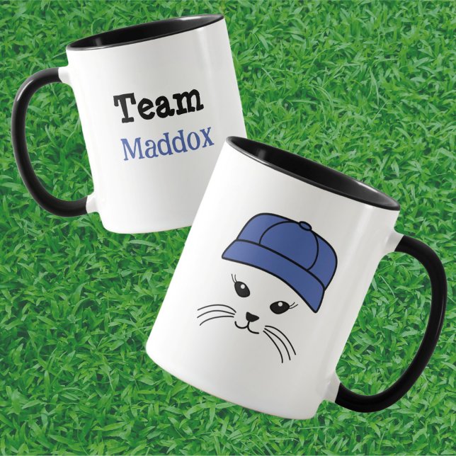 Customisable Team Little Cat Baseball Player Mug (Creator Uploaded)