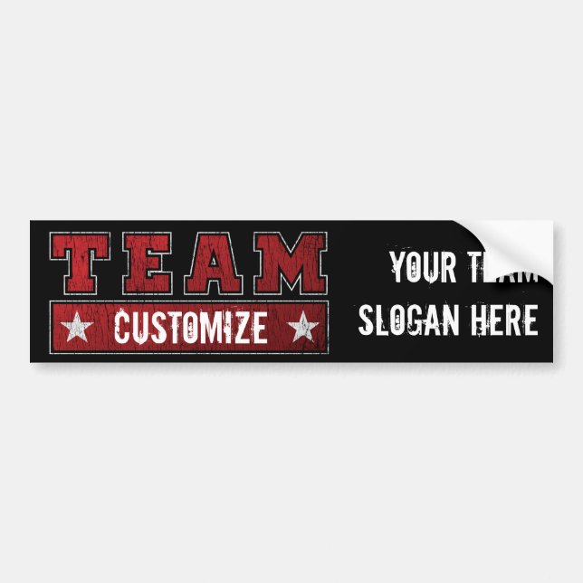 Customisable Team Name and Slogan Bumper Sticker (Front)