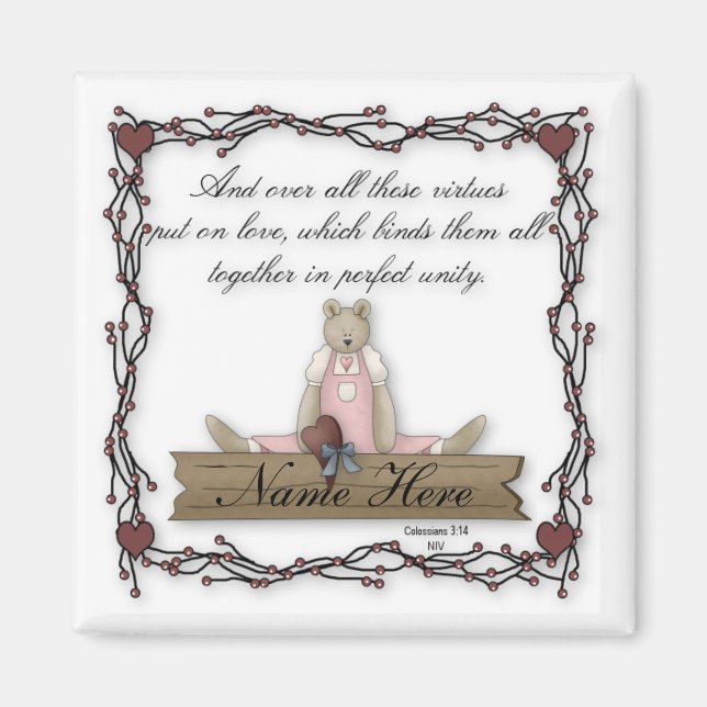 Customisable Teddy Bear Virtues Magnet 3 (Front)