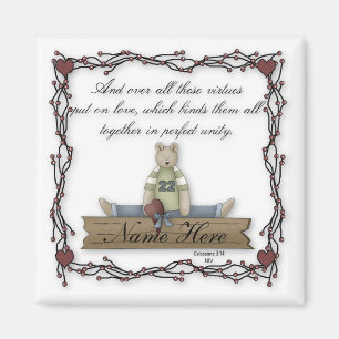 Customisable Teddy Bear Virtues Magnet 4
