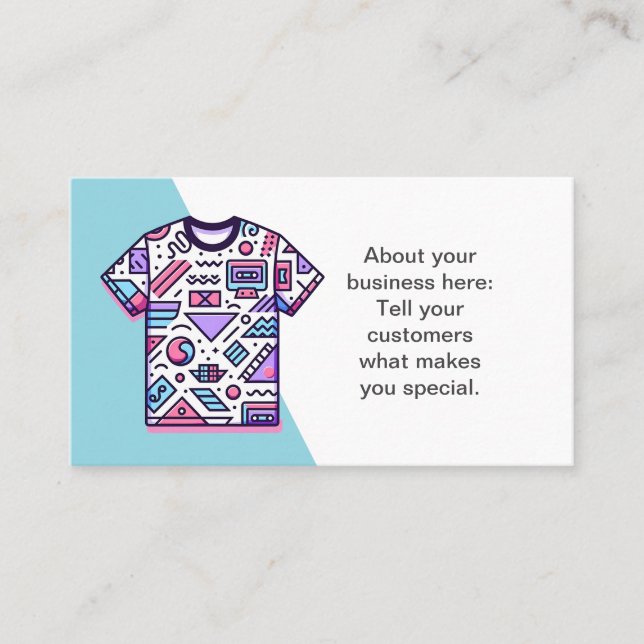 Customisable Tee Shirt Seller Shop Business Card (Front)