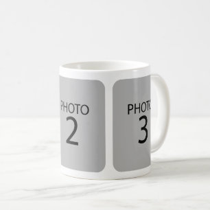 Customisable template 3 PHOTOS on white background Coffee Mug