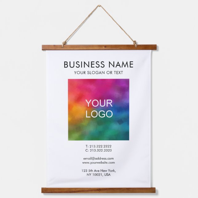Customisable Template Business Company Logo Text Hanging Tapestry (Front)