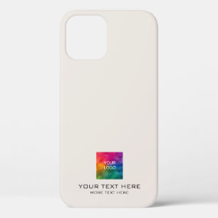 Customisable Template Business Logo Elegant Beige iPhone 12 Case