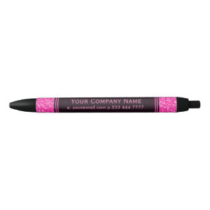 Customisable template Elegant Pink Glitter Black Ink Pen