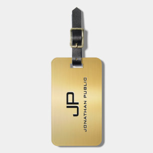 Customisable Template Metallic Look Gold Monogram Luggage Tag