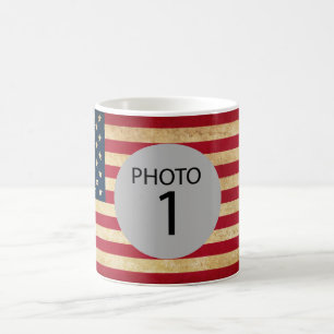 Customisable template PHOTO on USA flag Coffee Mug