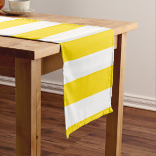 Customisable Template Yellow White Stripes Modern Short Table Runner