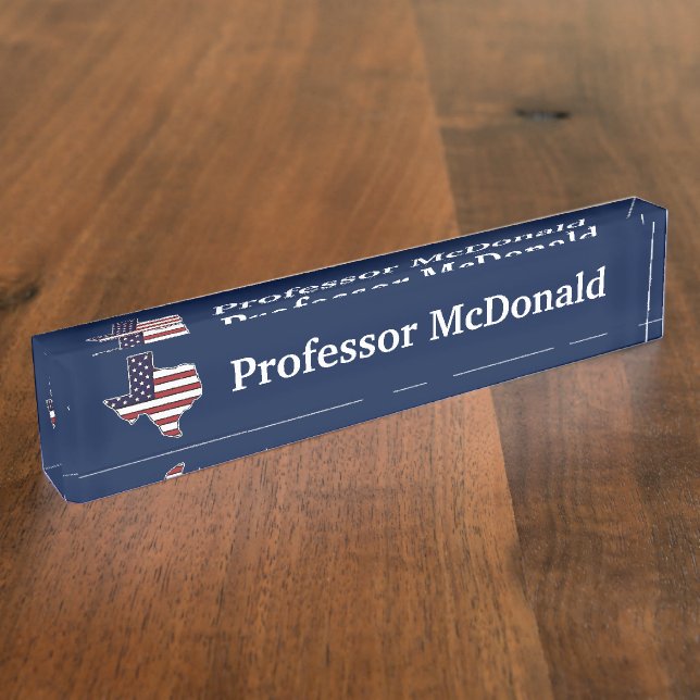 Customisable Texas American flag desk nameplate (Side)