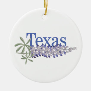 Customisable Texas Ornament with Bluebonnets