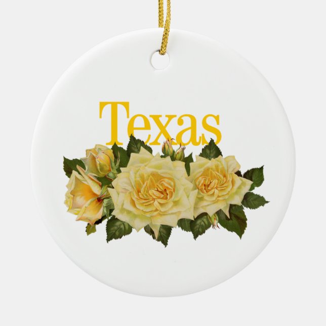 Customisable Texas Ornament with Yellow Roses (Front)