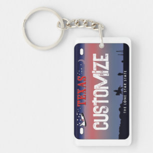Customisable Texas sky license plate keychain