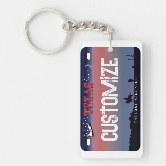 Customisable Texas sky license plate keychain (Front)