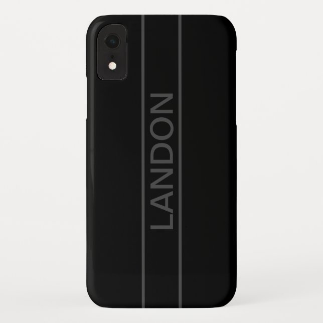 Customisable Text | Bold Modern Black & Dark Grey Case-Mate iPhone Case (Back)