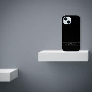 Customisable Text   Bold Modern Black & Dark Grey iPhone 15 Case