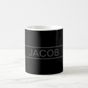 Customisable Text   Bold Modern Black & Dark Grey Coffee Mug