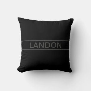 Customisable Text   Bold Modern Black & Dark Grey Cushion