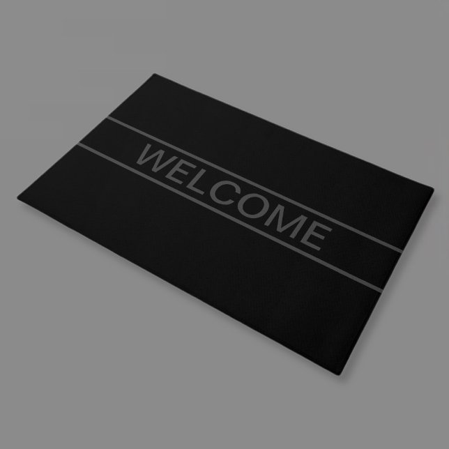 Customisable Text | Bold Modern Black & Dark Grey Doormat (Creator Uploaded)