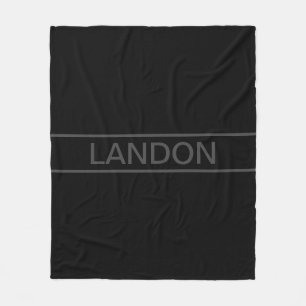Customisable Text   Bold Modern Black & Dark Grey Fleece Blanket