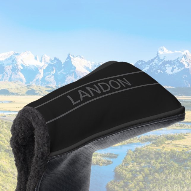 Customisable Text | Bold Modern Black & Dark Grey Golf Head Cover (Creator Uploaded)